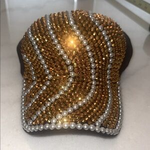 Jennifer & Company Gold tone and Faux Pearl Embellished Cap